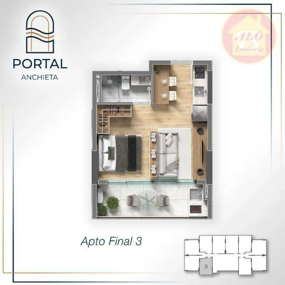 Kitnet-Studio, 36 m² - Foto 1