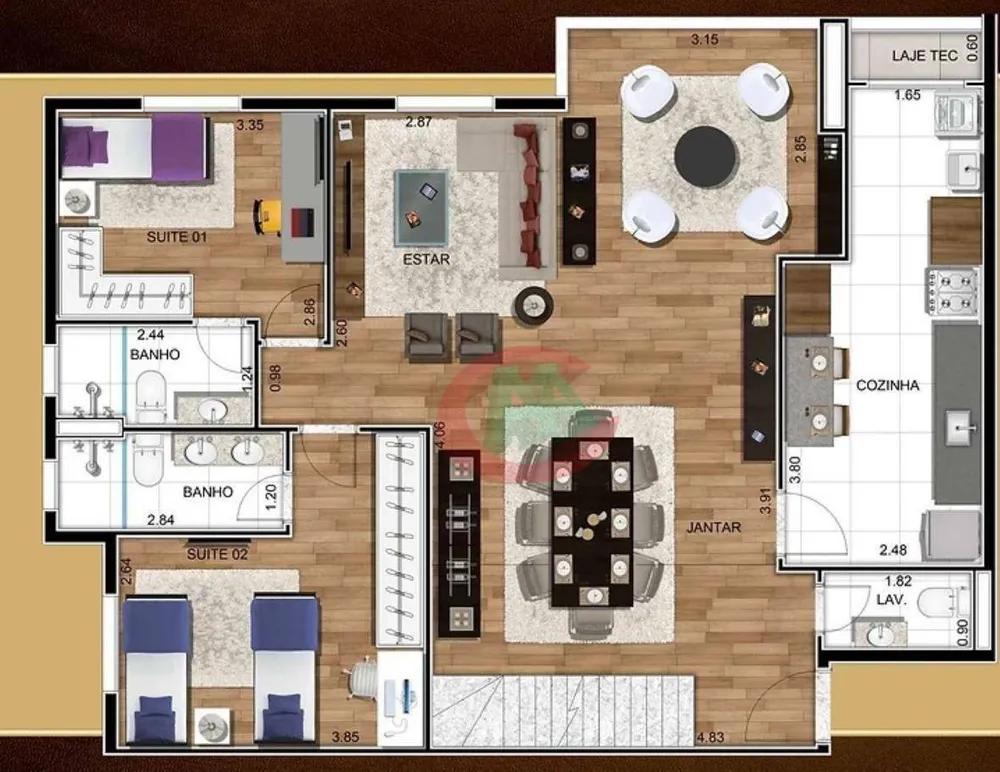 Apartamento, 3 quartos, 192 m² - Foto 2