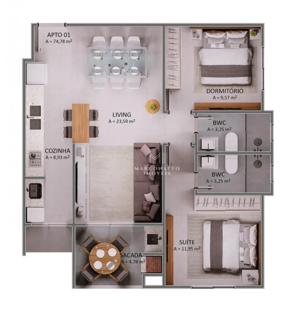 Apartamento, 2 quartos, 74 m² - Foto 6