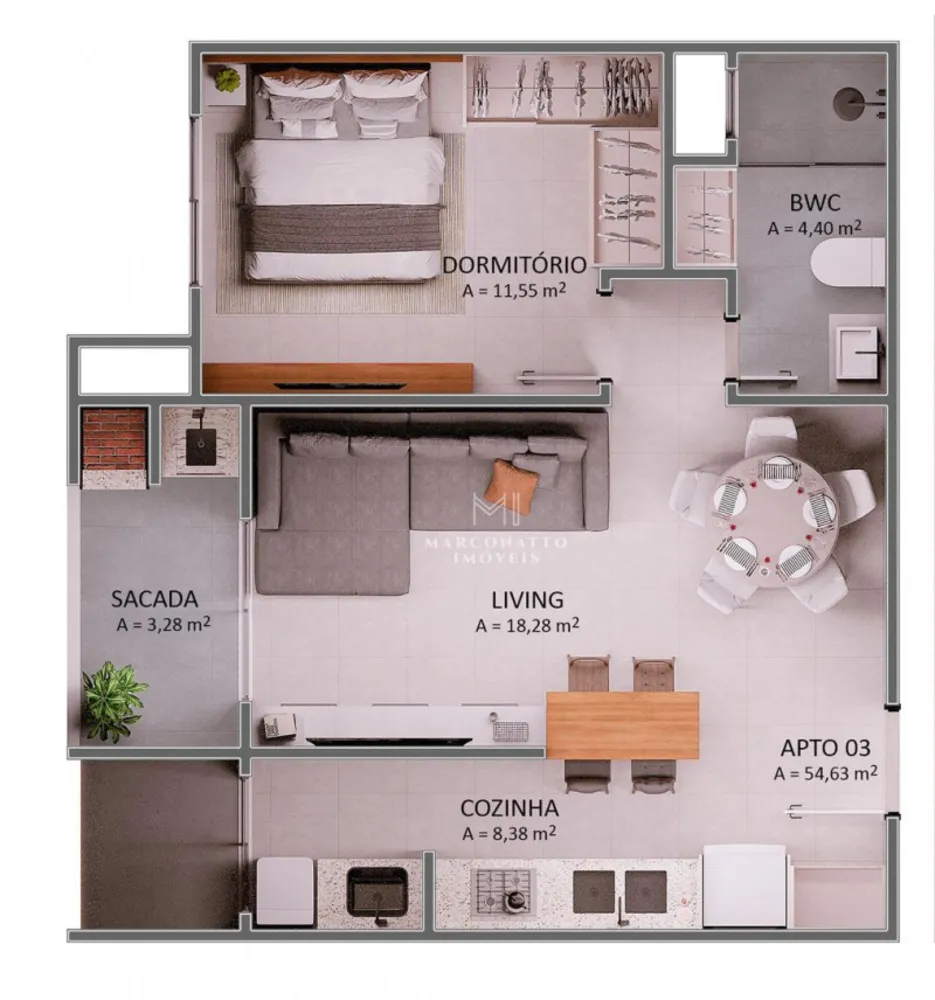 Apartamento, 2 quartos, 74 m² - Foto 3