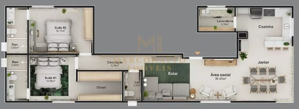 Apartamento, 2 quartos, 93 m² - Foto 2