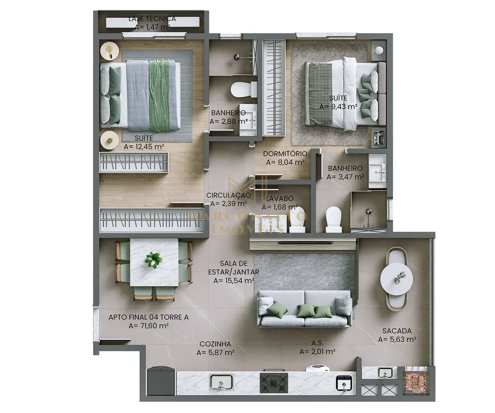 Apartamento, 2 quartos, 71 m² - Foto 9