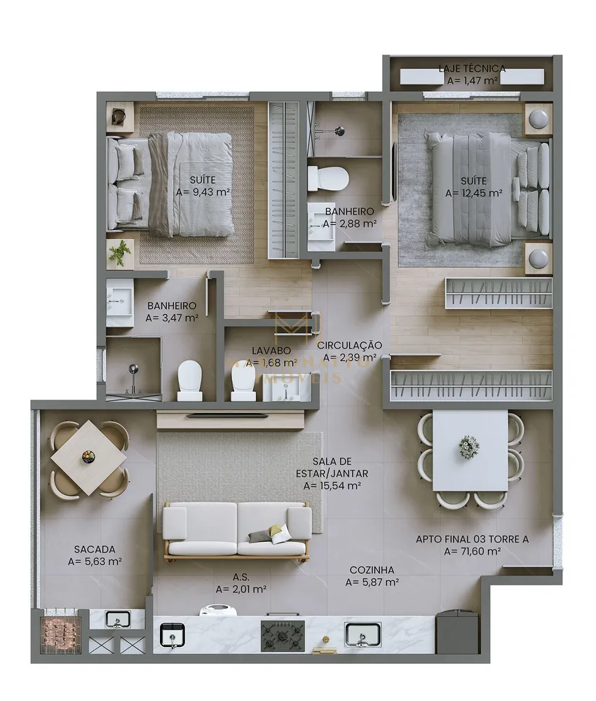 Apartamento, 2 quartos, 71 m² - Foto 8