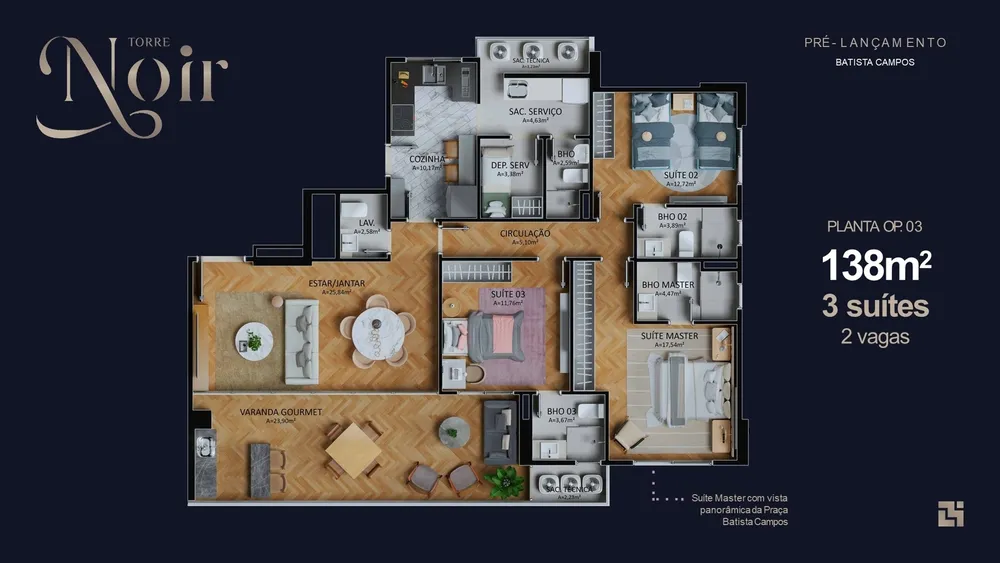 Apartamento, 3 quartos, 138 m² - Foto 1