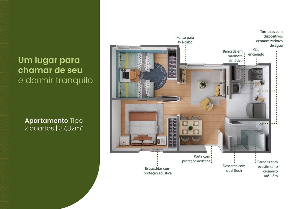 Apartamento à venda com 2 quartos, 38m² - Foto 1