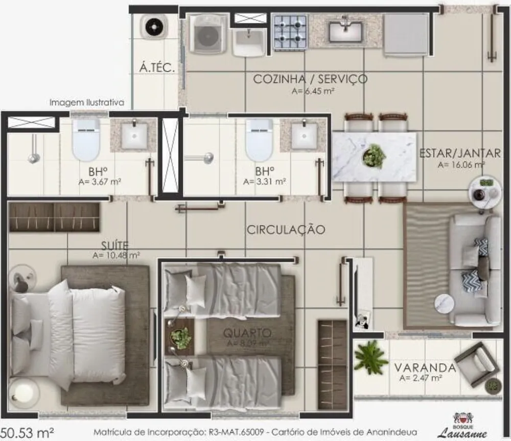 Apartamento, 2 quartos, 50 m² - Foto 3