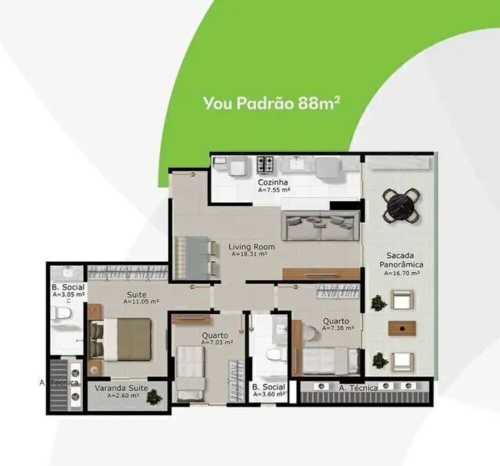 Apartamento à venda com 2 quartos, 68m² - Foto 2