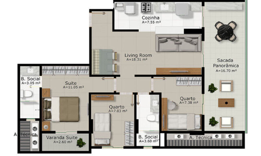 Apartamento à venda com 2 quartos, 68m² - Foto 4