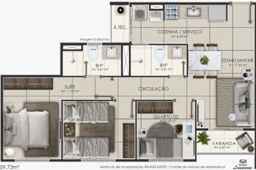 Apartamento, 2 quartos, 50 m² - Foto 3
