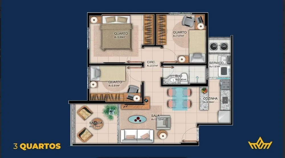 Apartamento, 3 quartos, 57 m² - Foto 4