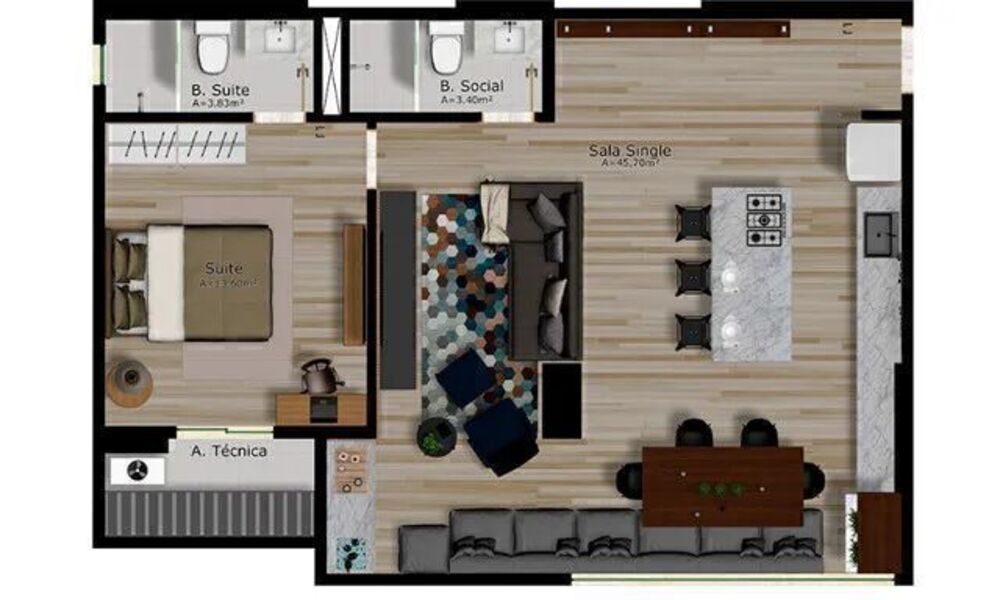 Apartamento, 2 quartos, 68 m² - Foto 3