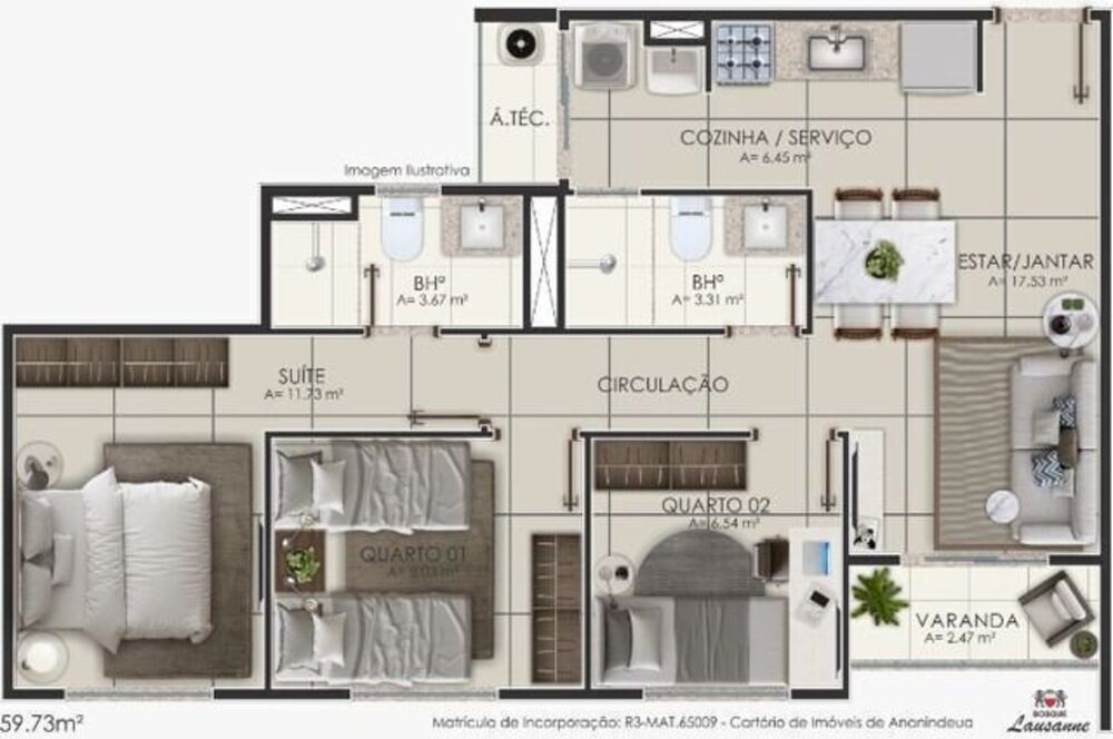 Apartamento à venda com 2 quartos, 50m² - Foto 2