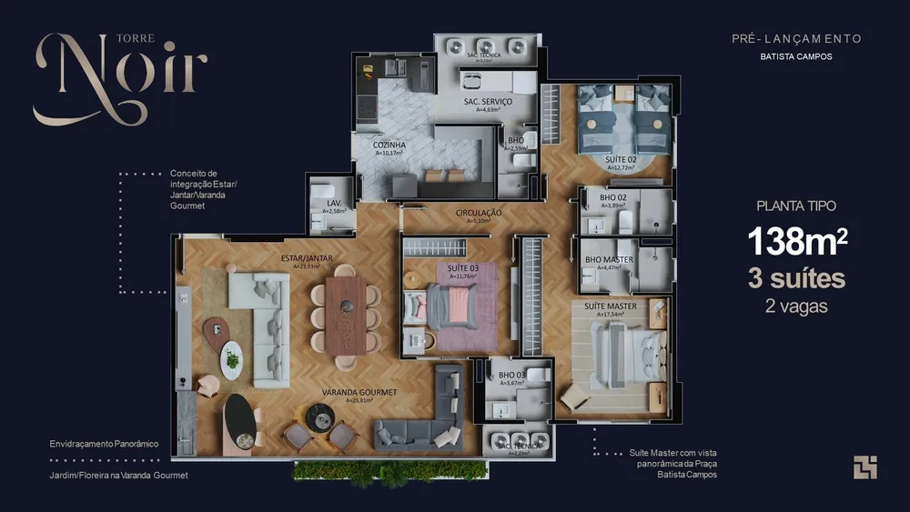 Apartamento, 3 quartos, 138 m² - Foto 4