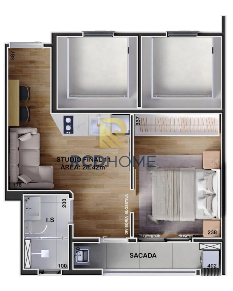 Apartamento, 1 quarto, 28 m² - Foto 2