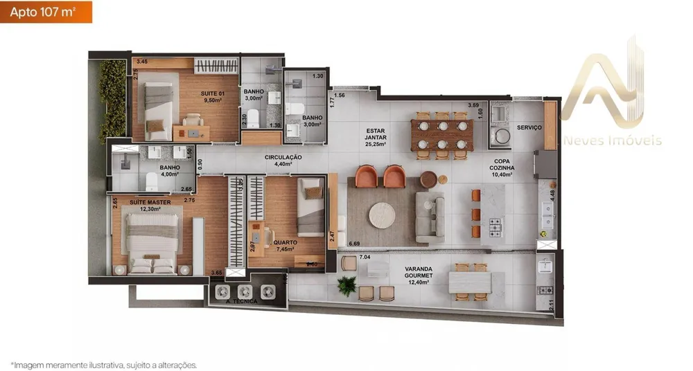 Apartamento, 3 quartos, 107 m² - Foto 2
