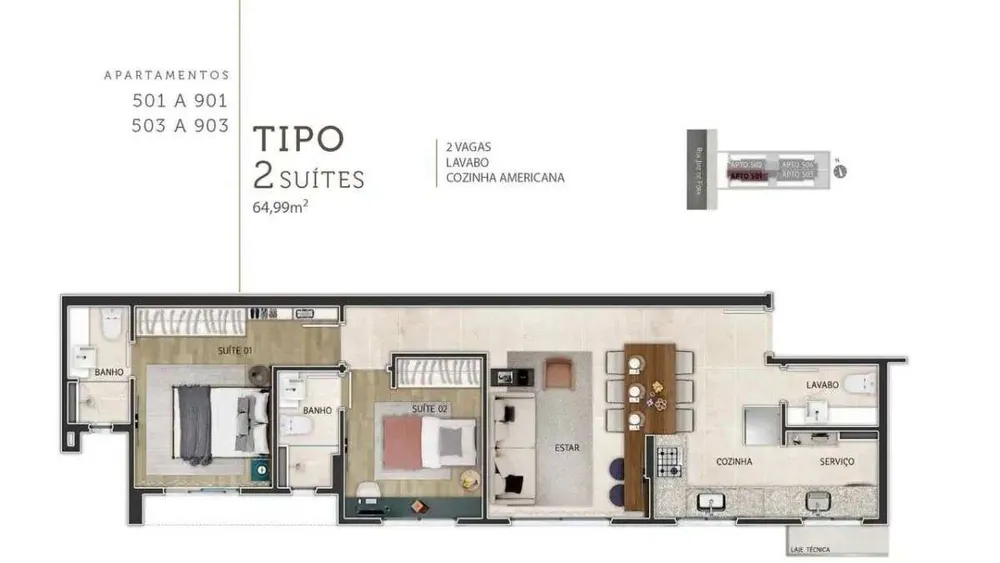 Apartamento, 2 quartos, 65 m² - Foto 9