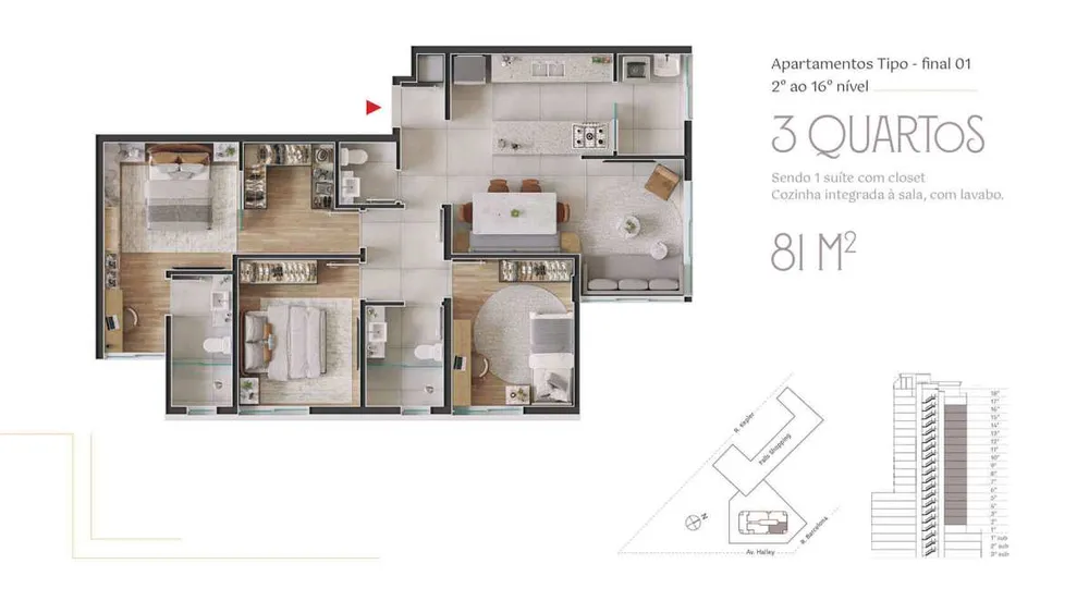 Apartamento, 3 quartos, 81 m² - Foto 1