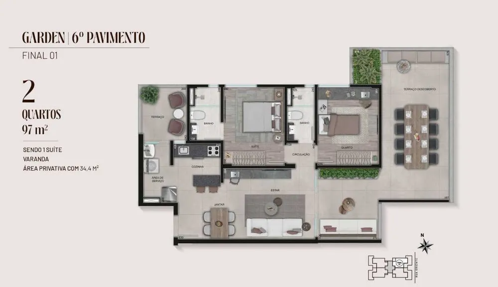Apartamento, 2 quartos, 63 m² - Foto 1