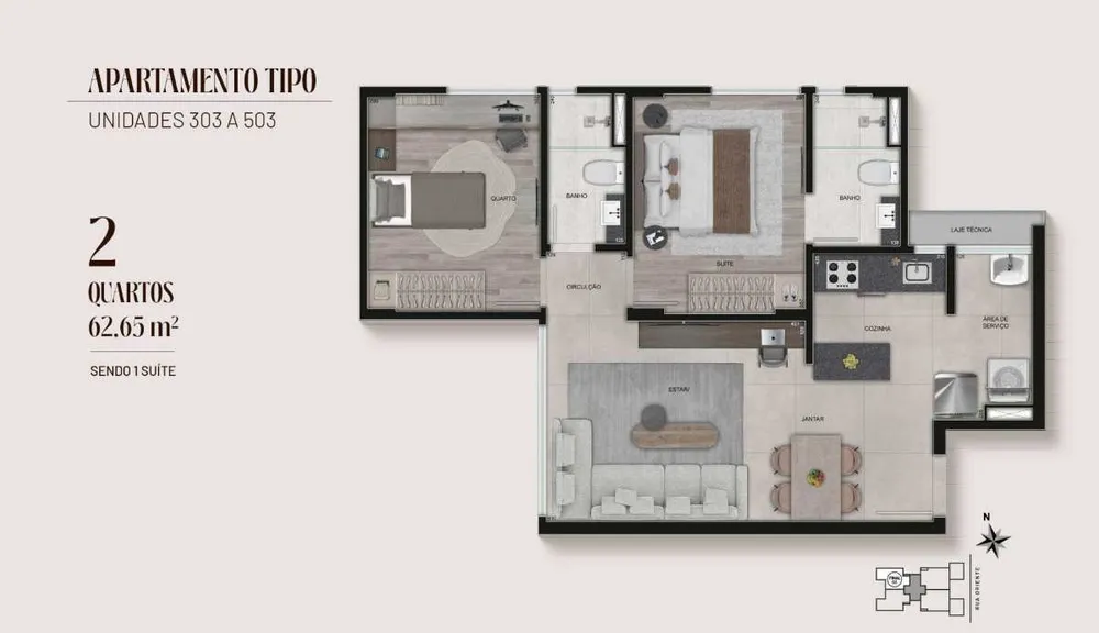 Apartamento, 2 quartos, 62 m² - Foto 1