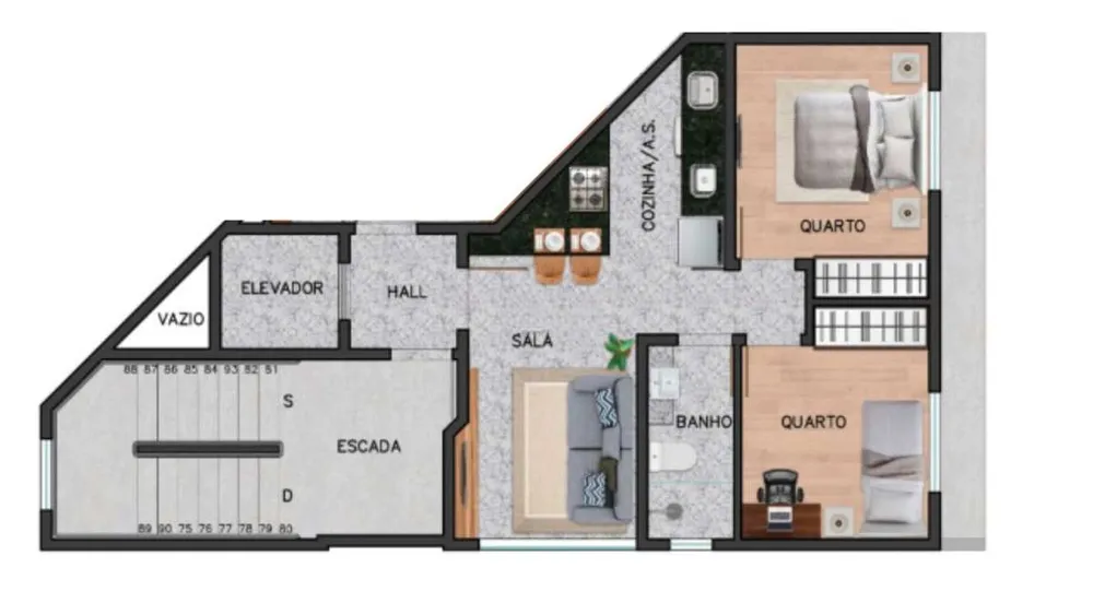 Apartamento, 2 quartos, 43 m² - Foto 1