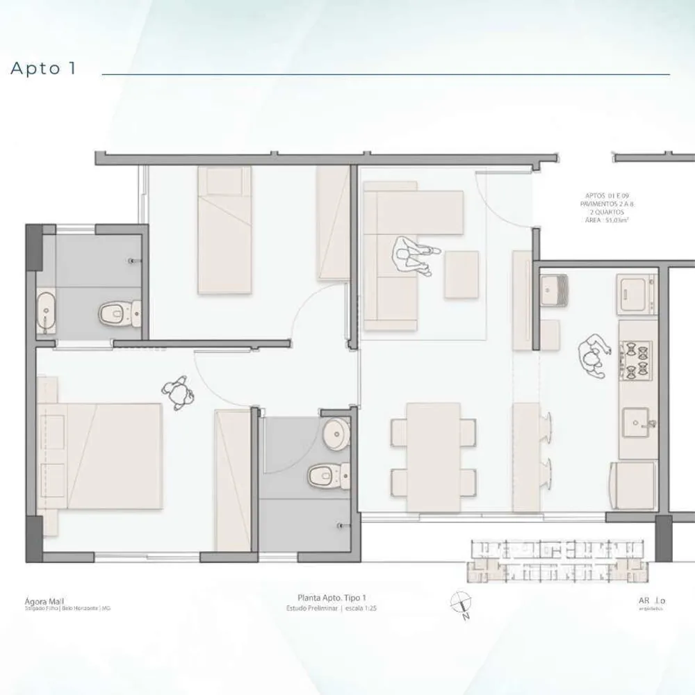 Apartamento, 2 quartos, 51 m² - Foto 2
