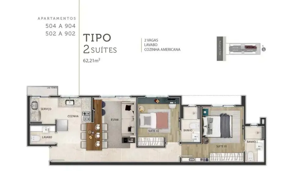 Apartamento, 2 quartos, 62 m² - Foto 4