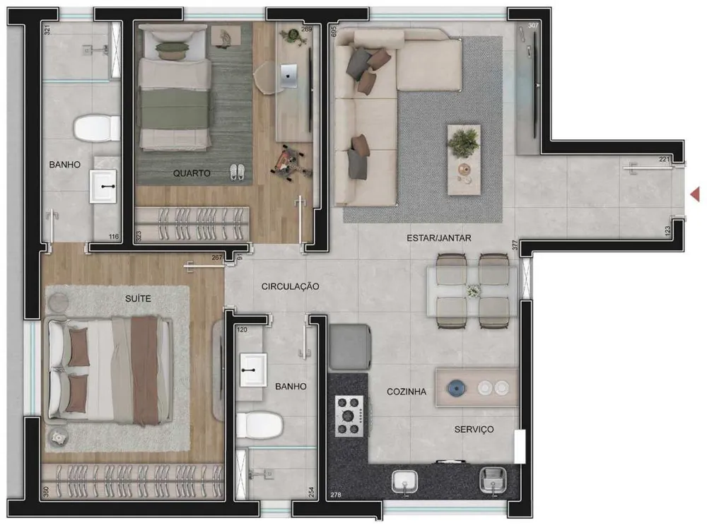 Apartamento, 2 quartos, 57 m² - Foto 1