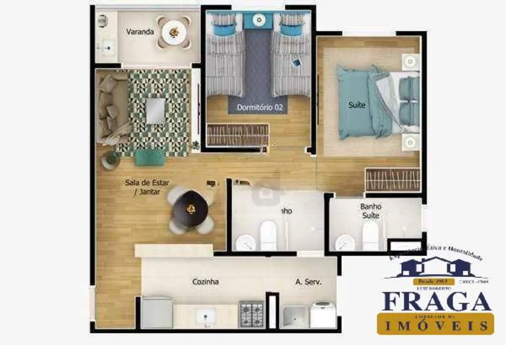 Apartamento, 2 quartos, 53 m² - Foto 2