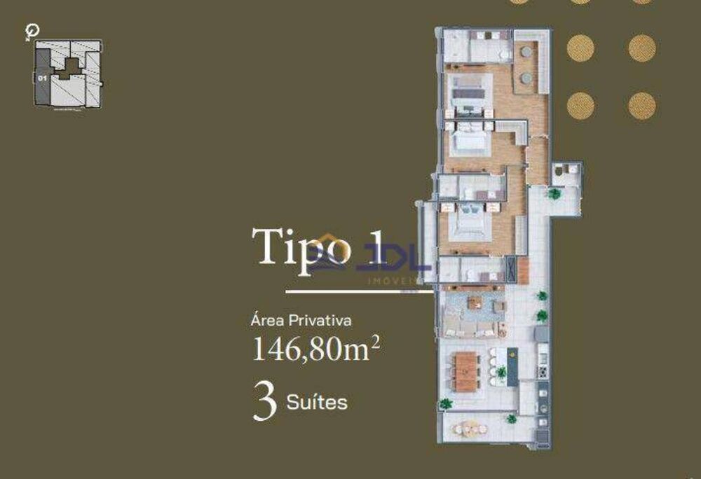 Apartamento, 3 quartos, 146 m² - Foto 1