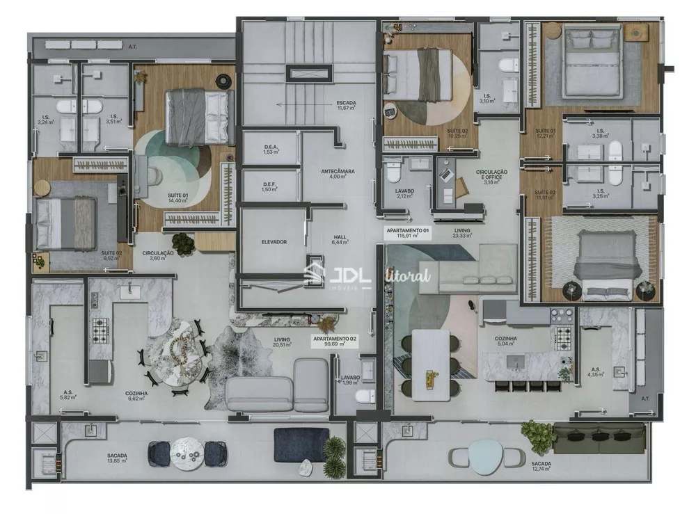 Apartamento, 3 quartos, 116 m² - Foto 1
