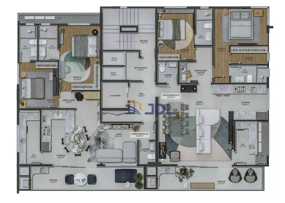 Apartamento, 2 quartos, 100 m² - Foto 3