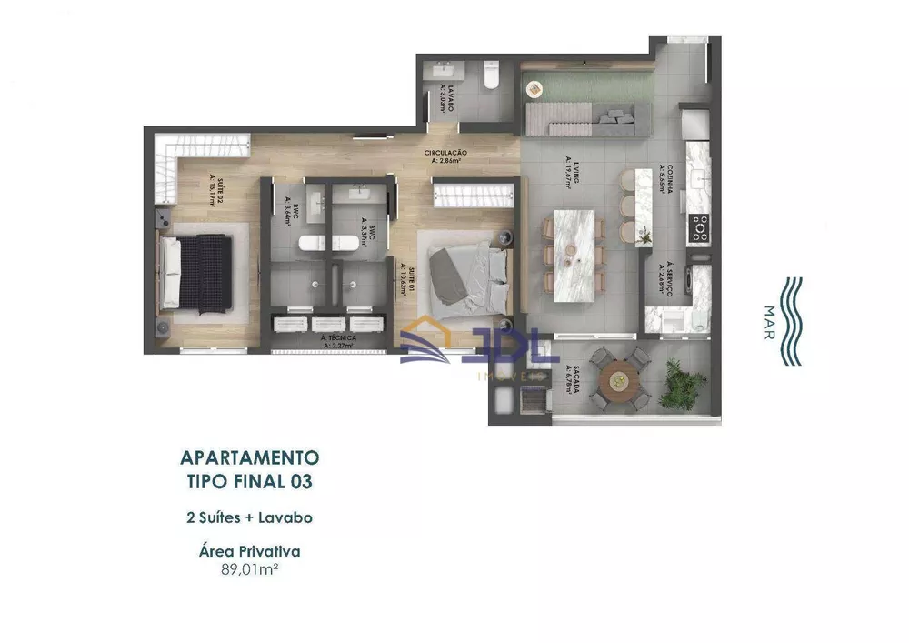 Apartamento, 2 quartos, 89 m² - Foto 3