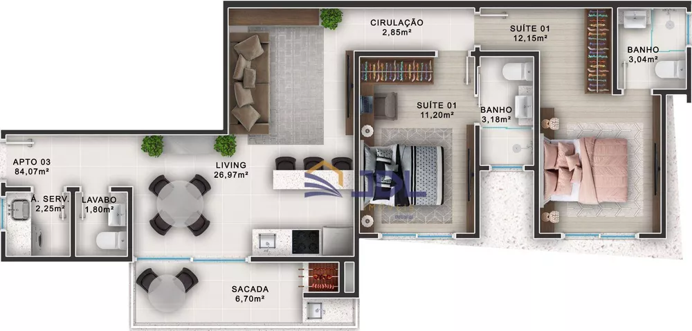 Apartamento, 3 quartos, 111 m² - Foto 1