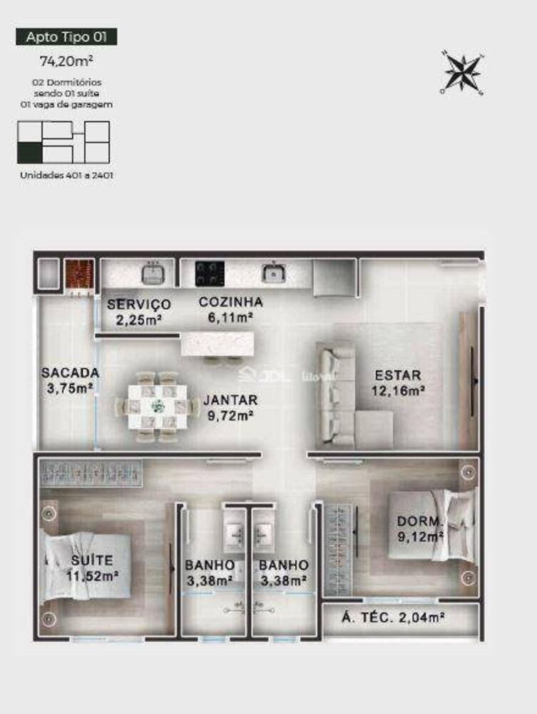 Apartamento, 2 quartos, 74 m² - Foto 5