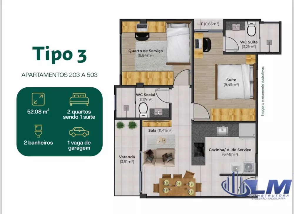 Apartamento à venda com 2 quartos, 52m² - Foto 7