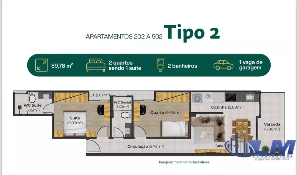 Apartamento à venda com 2 quartos, 52m² - Foto 6