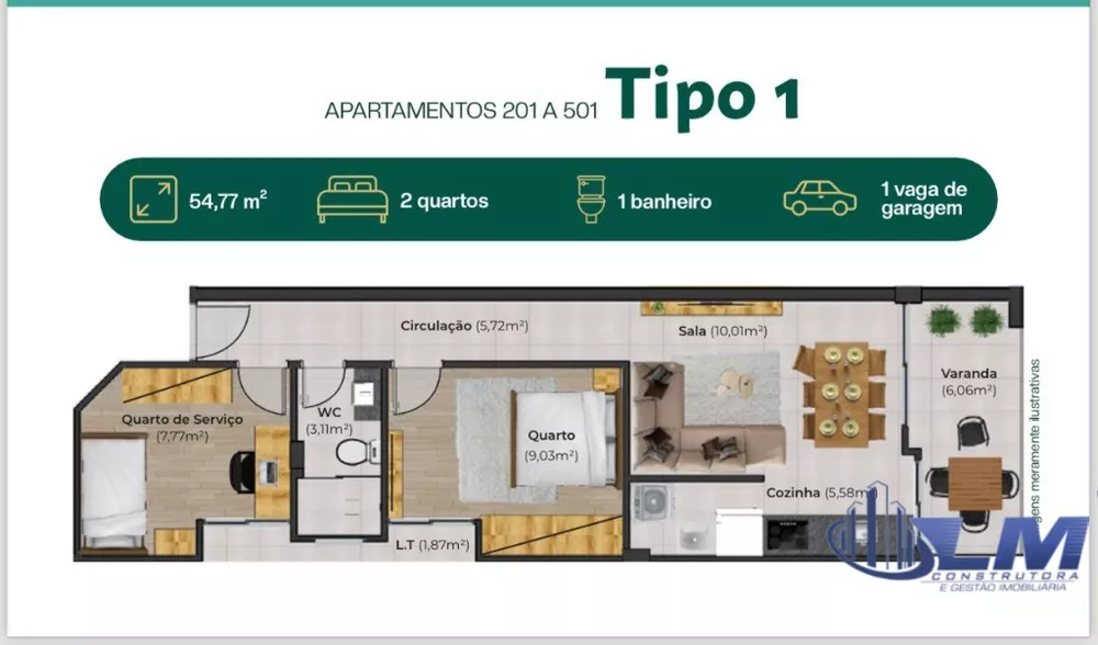 Apartamento à venda com 2 quartos, 52m² - Foto 5