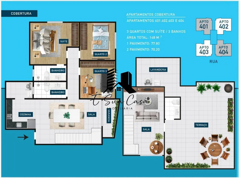 Cobertura, 3 quartos, 148 m² - Foto 8