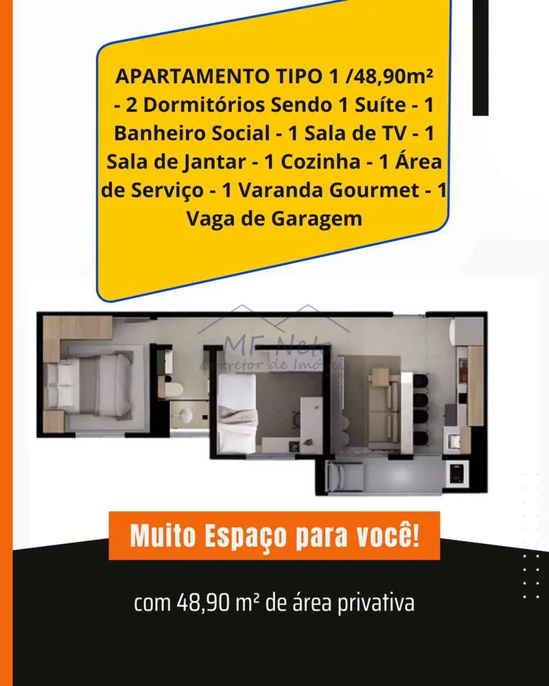 Apartamento, 2 quartos, 48 m² - Foto 3