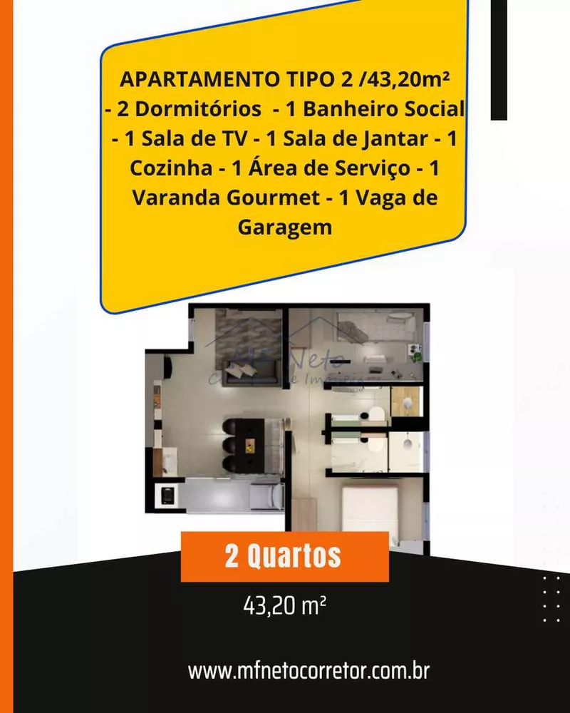 Apartamento à venda com 2 quartos, 43m² - Foto 7