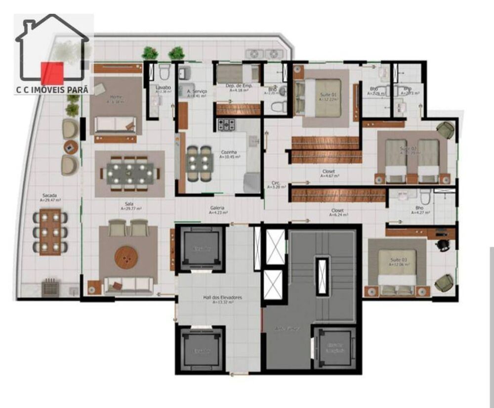 Apartamento à venda com 3 quartos, 172m² - Foto 3