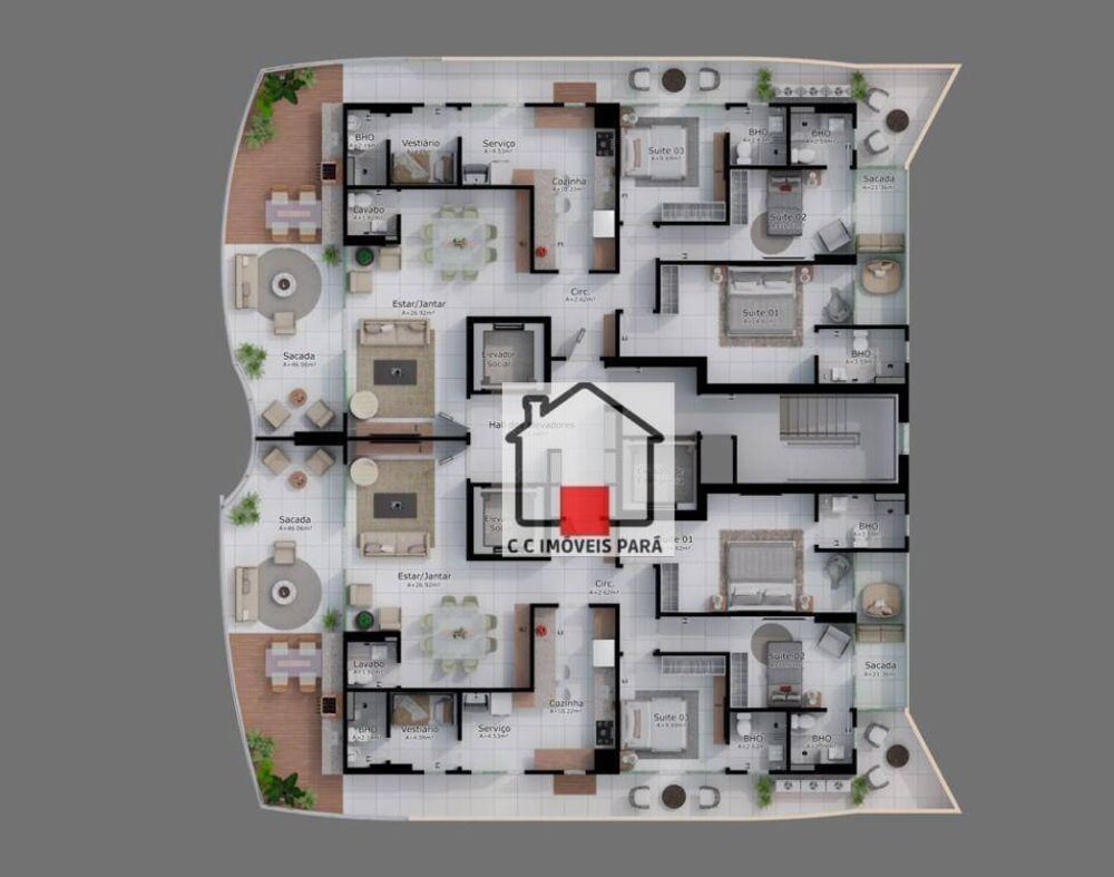 Apartamento à venda com 3 quartos, 182m² - Foto 3