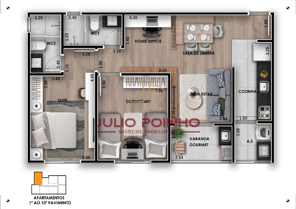 Apartamento, 1 quarto, 46 m² - Foto 22