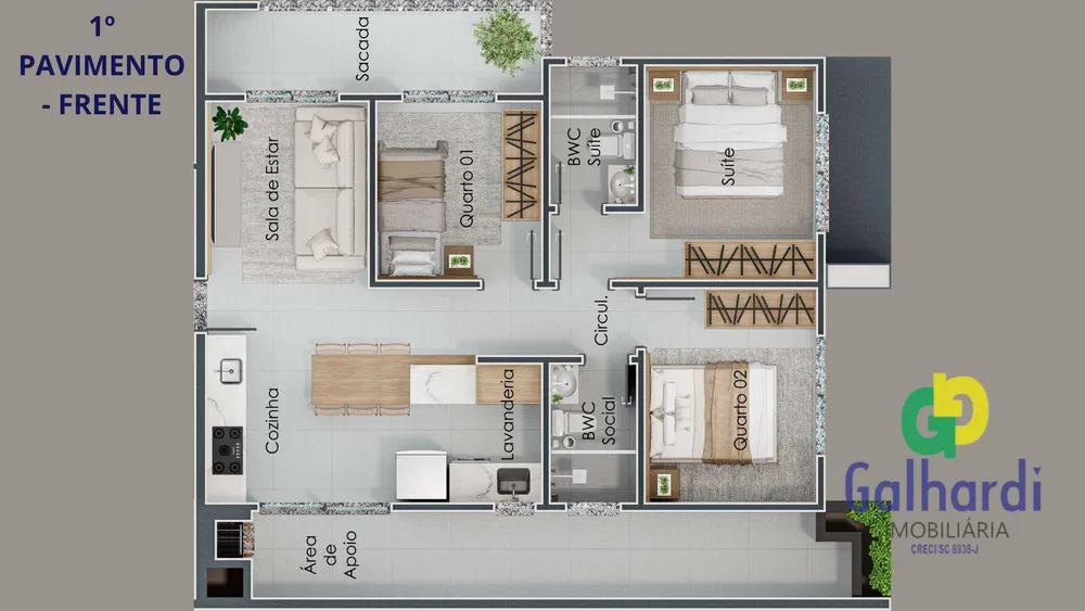 Apartamento, 3 quartos - Foto 1