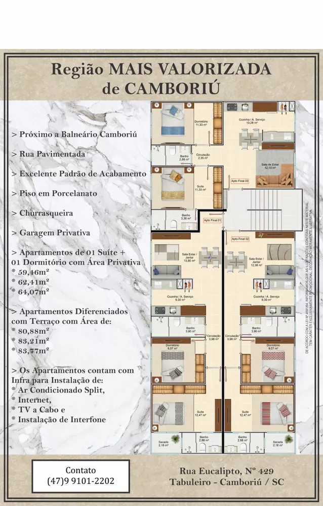 Apartamento à venda com 2 quartos, 59m² - Foto 3