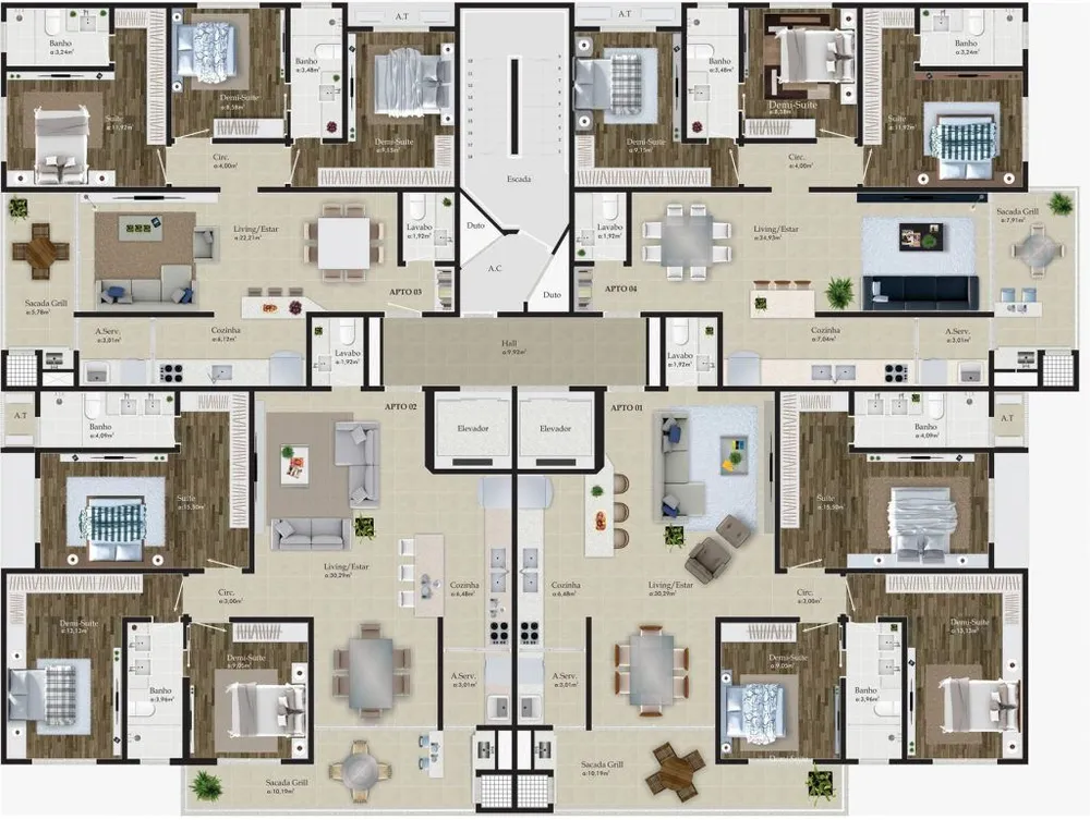 Cobertura, 4 quartos, 224 m² - Foto 2