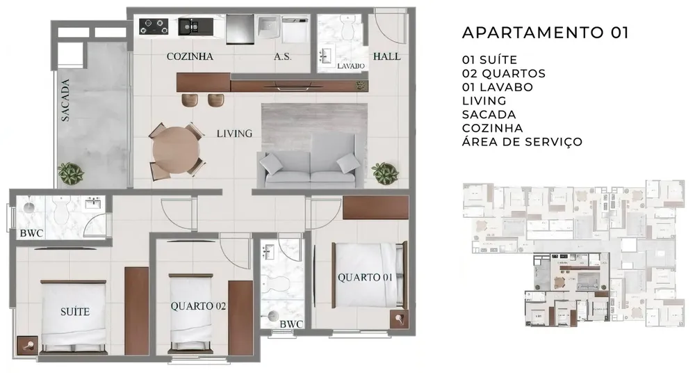 Apartamento, 2 quartos, 64 m² - Foto 2