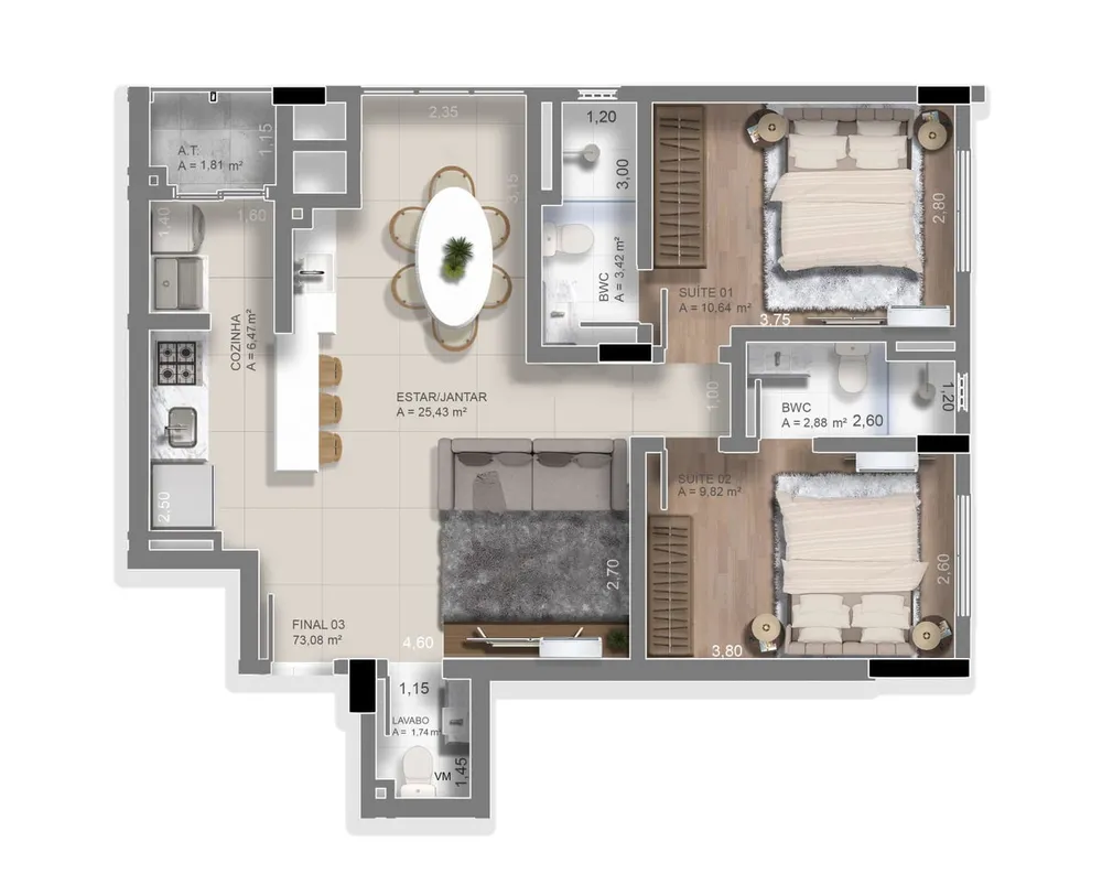 Apartamento, 3 quartos, 106 m² - Foto 10