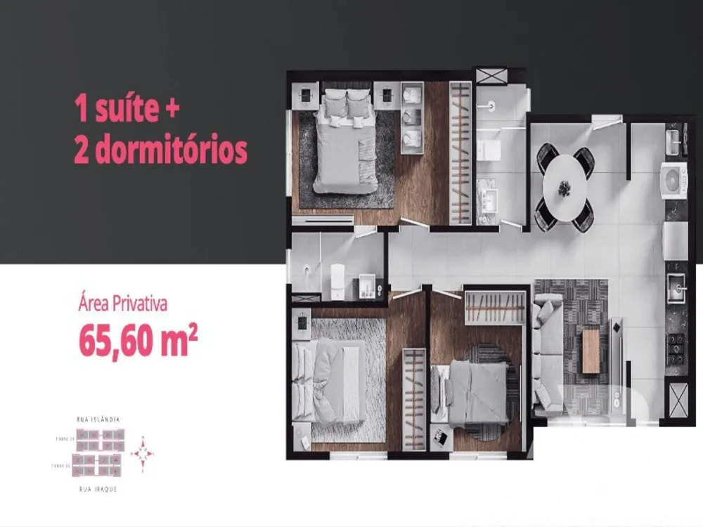 Apartamento, 3 quartos, 65 m² - Foto 1