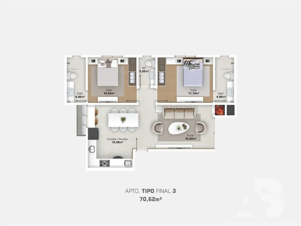 Apartamento, 2 quartos, 70 m² - Foto 2